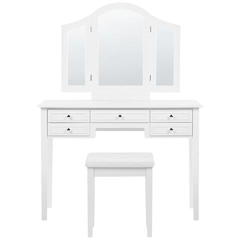 Toeletta Con Specchio E Sgabello Lumiere Bianco - Foto 2