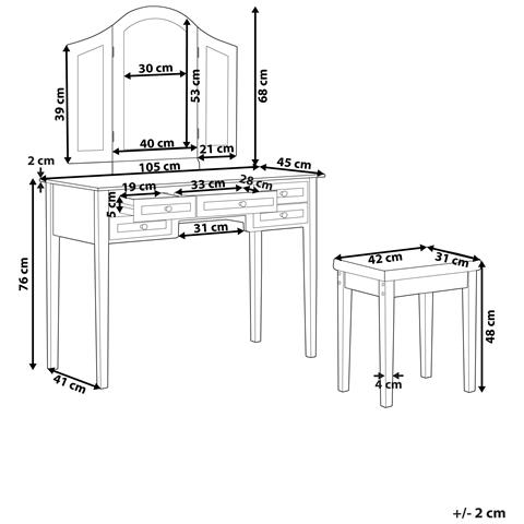 Toeletta Con Specchio E Sgabello Lumiere Bianco - Foto 14