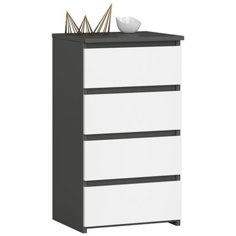 Cassettiera CL4, 4 cassetti, 40x35x74 cm, Colore Grigio Grafite e Bianco - Foto 1