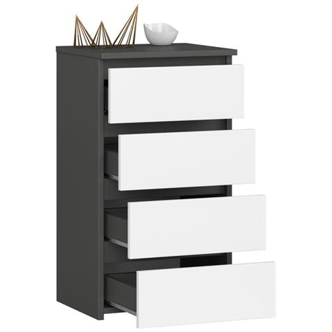 Cassettiera CL4, 4 cassetti, 40x35x74 cm, Colore Grigio Grafite e Bianco - Foto 2