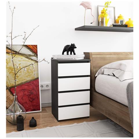 Cassettiera CL4, 4 cassetti, 40x35x74 cm, Colore Grigio Grafite e Bianco - Foto 5