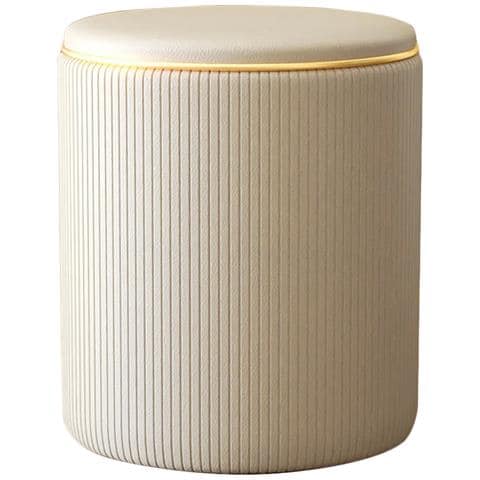 Pouf Contenitore Ecopelle Beige Decoro Oro Poggiapiedi Seduta Imbottita 35x45cm - Foto 1