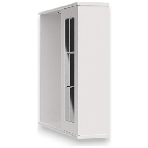 Specchiera Bagno Mobiletto Pensile In Legno Bianco Laccato Con Anta A Specchio Stile Inglese Con Luce Led Ed Interruttore Sally - Foto 5