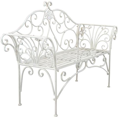 Panca In Ferro Battutto Da Esterno Florie Bianco Antico - Foto 1