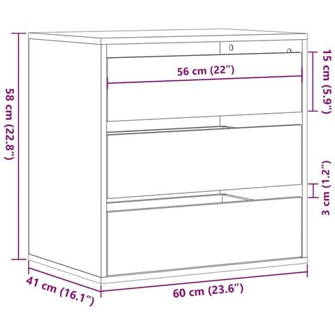Cassettiera Angolare Nera 60x41x58 Cm In Legno Multistrato - Foto 2