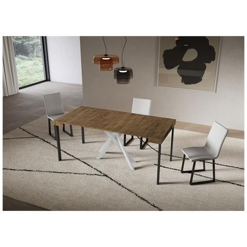 Consolle Allungabile 90x40/300 Cm Saki Noce Gambe Bianche - Foto 2