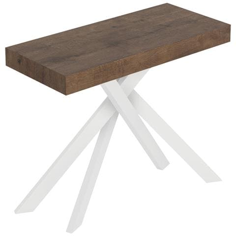 Consolle Allungabile 90x40/300 Cm Saki Noce Gambe Bianche - Foto 1