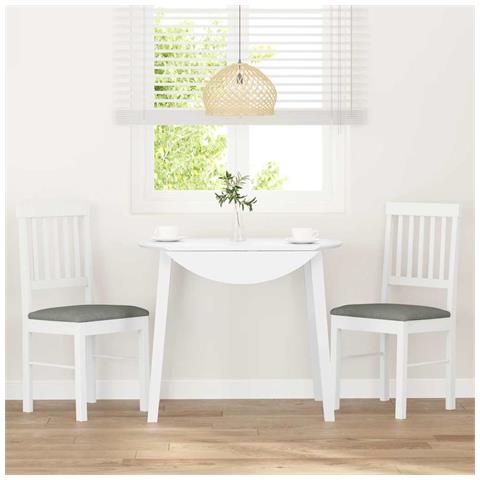 Sedie da Pranzo con Cuscini 2 pz Bianco Legno Massello di Hevea - Foto 2