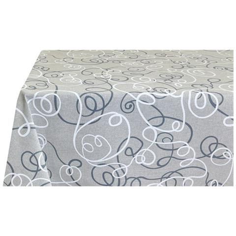 Tovaglia Miros Resinata Antimacchia Copritavolo Cucina Disegno Penelope 140x180 Grigio - Foto 5
