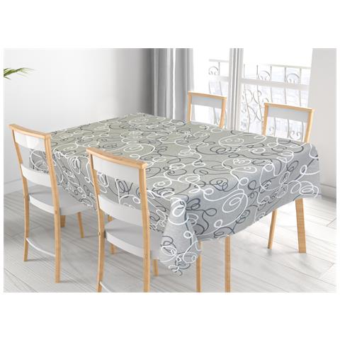 Tovaglia Miros Resinata Antimacchia Copritavolo Cucina Disegno Penelope 140x180 Grigio - Foto 1