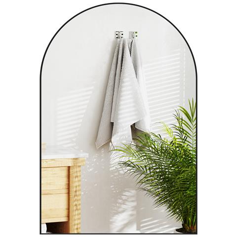 Specchio da Bagno ad Arco in Lega di Alluminio e Vetro 60x90 cm per Camera e Soggiorno, Nero - Foto 1