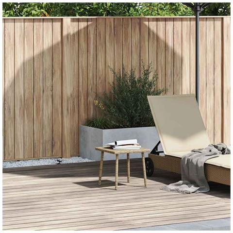 Tavolino Da Giardino Rettangolare Beige 40x40x37 Cm Polyrattan - Foto 2