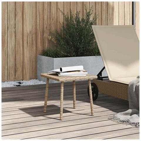Tavolino Da Giardino Rettangolare Beige 40x40x37 Cm Polyrattan - Foto 3