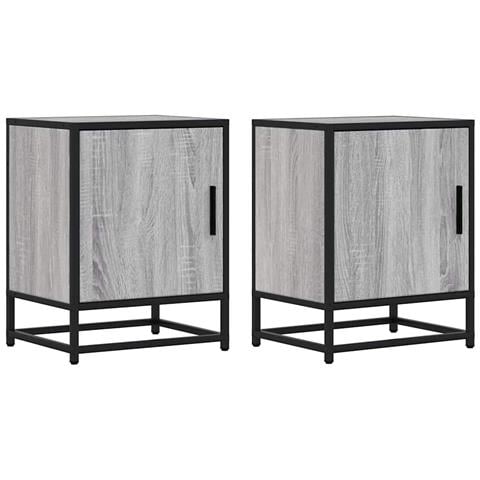 Comodini 2pz Grigio Sonoma 40x31x50cm Legno Multistrato Metallo - Foto 2