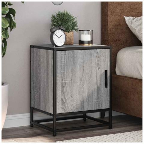 Comodini 2pz Grigio Sonoma 40x31x50cm Legno Multistrato Metallo - Foto 1