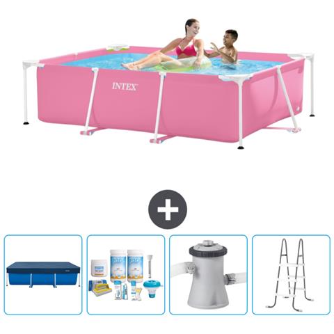Piscina Fuori Terra - Rettangolo - 220x150x60 Cm - Rosa - Include Accessori Coordinati Cb6 - Foto 1