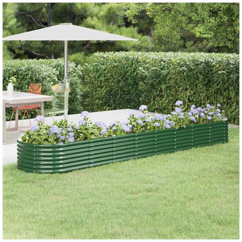 Letto Giardino Acciaio Verniciato A Polvere 368x80x36 Cm Verde - Foto 6