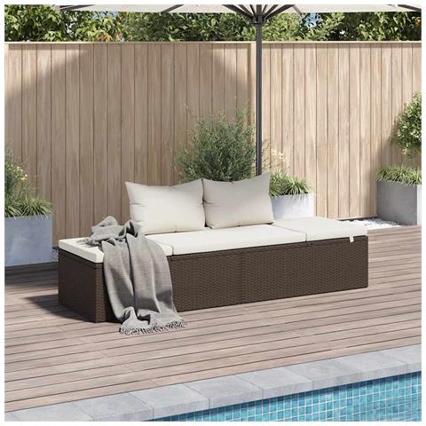 Lettino Da Giardino Marrone 195x60 Cm In Polyrattan - Foto 7