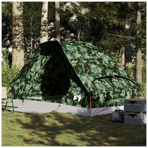 Tenda da Campeggio a Cupola 4 Persone Mimetica Impermeabile - Foto 1