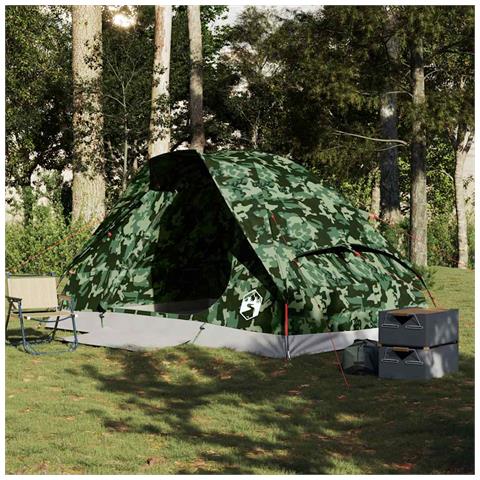 Tenda da Campeggio a Cupola 4 Persone Mimetica Impermeabile - Foto 2