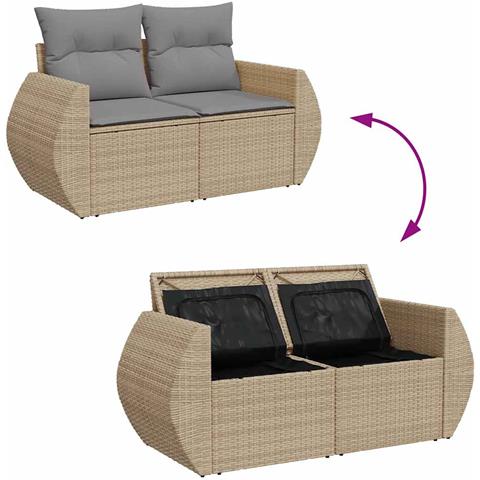 Set Divano da Giardino 5 pz con Cuscini Beige in Polyrattan - Foto 9