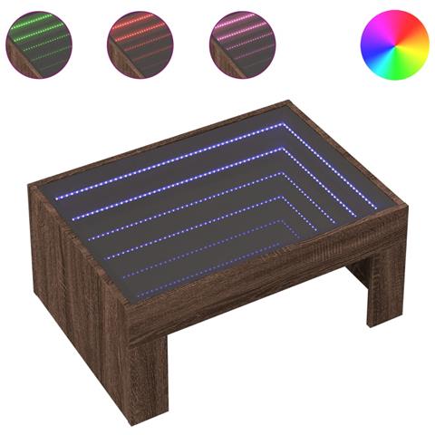 Tavolino da Salotto con LED Infinity Rovere Marrone 70x50x30 cm - Foto 1