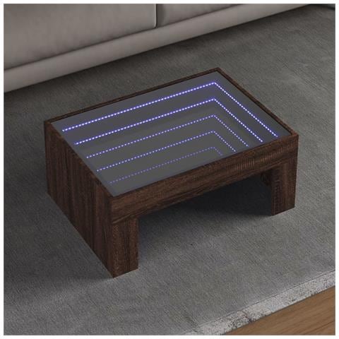 Tavolino da Salotto con LED Infinity Rovere Marrone 70x50x30 cm - Foto 2