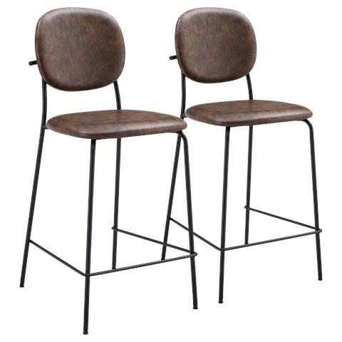 Set Di 2 Sgabelli Da Bar Edmond In Similpelle Marrone - Foto 1