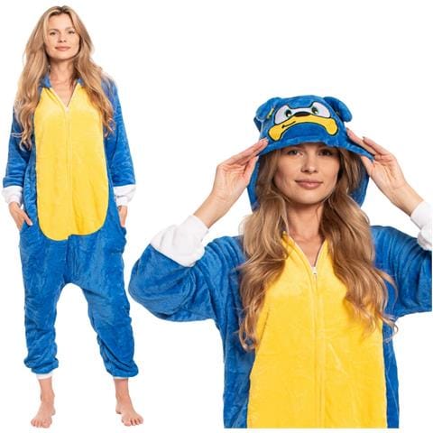 Pigiama Da Donna Tuta Kigurumi Onesie Costume Sonic Blu 155-165 M - Foto 1