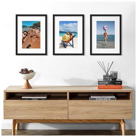 Cornice Portafoto In Pvc 28x36 Cm Con Passepartout - Set Da 5, Nera, Per Parete E Tavolo - Foto 6