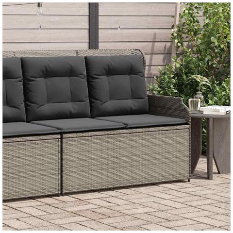 Panca Reclinabile da Giardino con Cuscini Grigia in Polyrattan - Foto 2