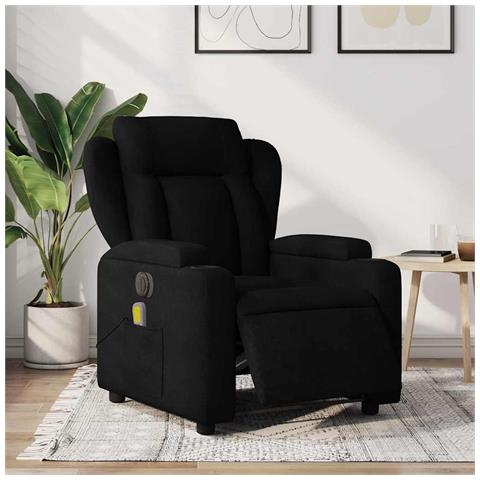 Poltrona Massaggiante Reclinabile Elettrica Nera in Tessuto - Foto 2