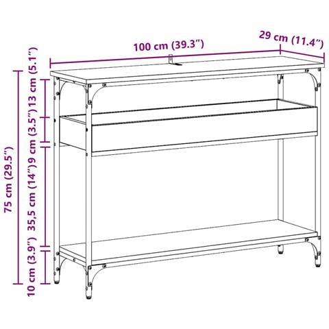 Tavolo consolle rovere artigianale 100 x 29 x 75 cm - Foto 9