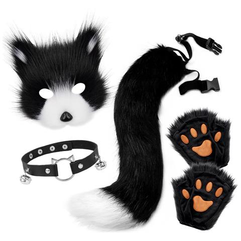 Set Costume Volpe Di Peluche Per Halloween - Include Maschera, Collare, Coda E Zampe - Foto 1