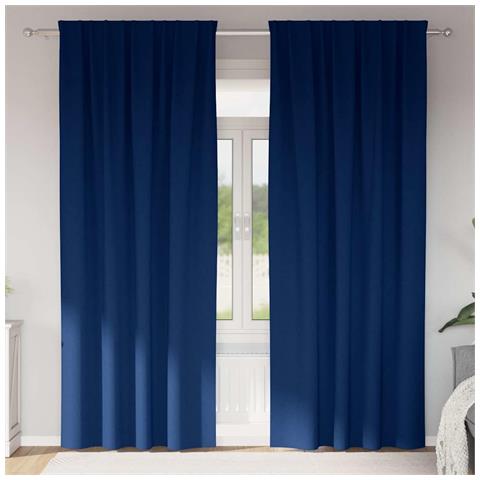 Tende con tende 2 pcs Blu scuro Poliestere - Foto 2