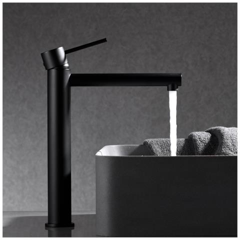 Imex Miscelatore Lavabo Alto Monocomando Nero Opaco Corpo Ottone E Zama Cartuccia Ceramica 25 Mm Flessibili 3-8 Inclusi Modello Milos Stick Imex-bdys045-3ng - Foto 1