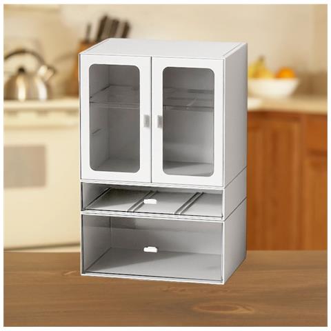 Organizzatore Per Tazze Impilabile Di Lusso Leggero - Porta Tazze Da Caffè Antipolvere Con Ante Magnetiche E Cassetti - Foto 2