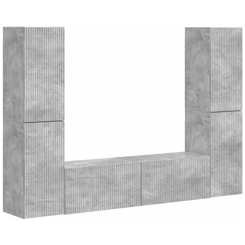 Set mobile TV 6 pcs Grigio cemento Legno multistrato - Foto 1