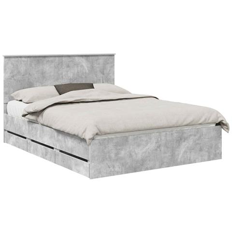 Struttura del letto con cassetto Grigio cemento 150 x 200 cm - Foto 1