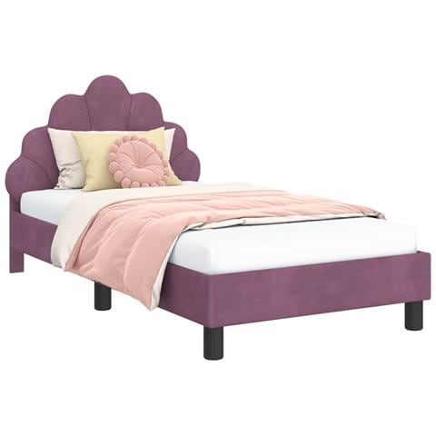 Struttura letto bambini con testata Viola 80 x 160 cm Velluto - Foto 1