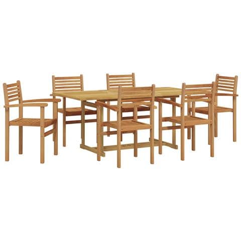 Set da Pranzo per Giardino 7 pcs Marrone Legno di teak solido - Foto 1