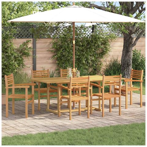 Set da Pranzo per Giardino 7 pcs Marrone Legno di teak solido - Foto 2