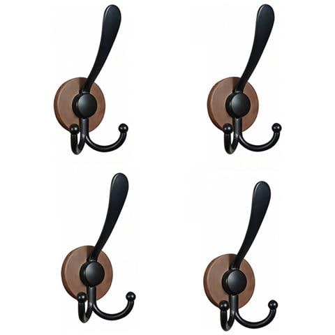 Ganci Da Porta 4 Pezzi Noce - Installazione Senza Fori, Portata 5-10kg, Abs - Foto 1