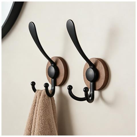Ganci Da Porta 4 Pezzi Noce - Installazione Senza Fori, Portata 5-10kg, Abs - Foto 7