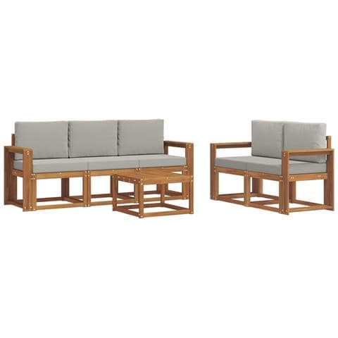Set di divani da esterno 6 pcs Grigio Naturale e Chiaro - Foto 1