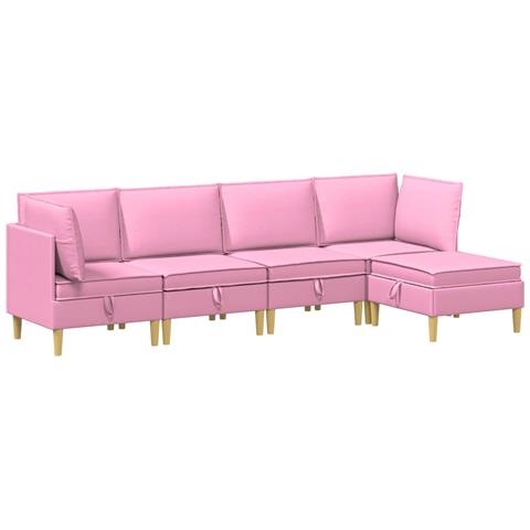 Set di divani modulari con spazio di archiviazione 5 pcs Rosa - Foto 1