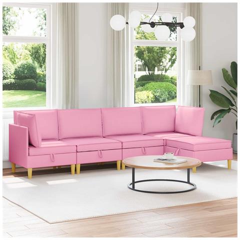 Set di divani modulari con spazio di archiviazione 5 pcs Rosa - Foto 2