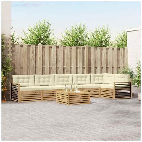 Set di divani da esterno con cuscino 7 pcs Bianco e Crema - Foto 2