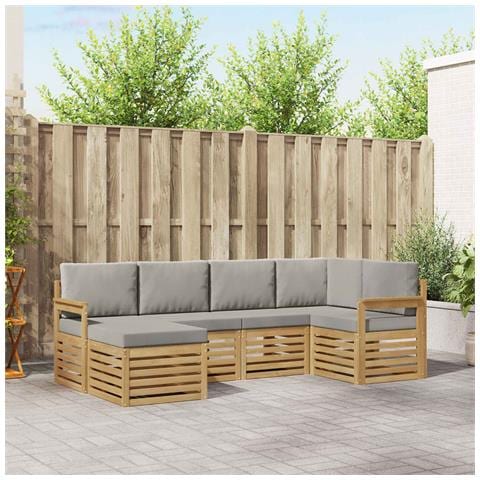 Set di divani da esterno 6 pcs Bianco e Grigio Chiaro - Foto 2