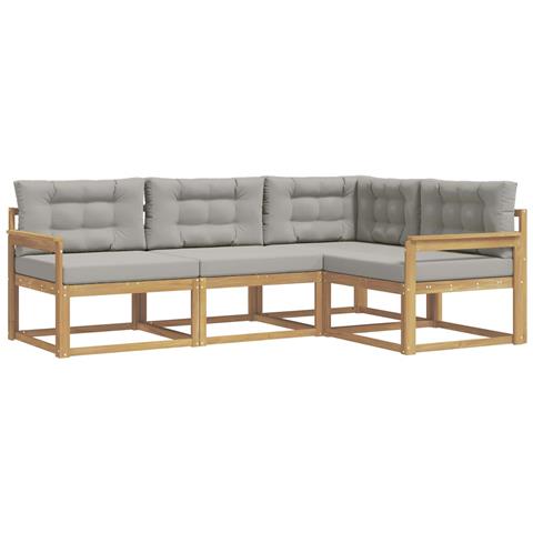 Set di divani da esterno 3 pcs Bianco e Grigio Chiaro - Foto 1